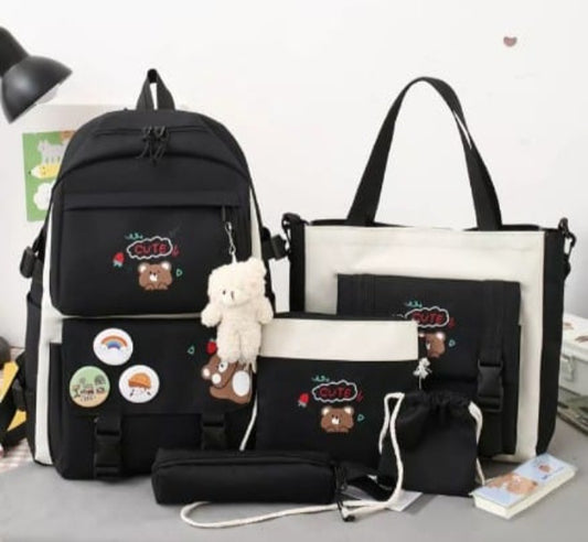 Mochila kawaii kit negro completo 4 en 1